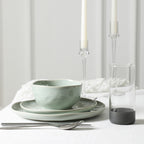 Stone Lain Mirella Stoneware Dinnerware Set, Includes Glasses, Light Green