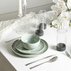 Stone Lain Mirella Stoneware Dinnerware Set, Includes Glasses, Light Green