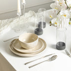 Stone Lain Mirella Stoneware Dinnerware Set, Includes Glasses, Beige