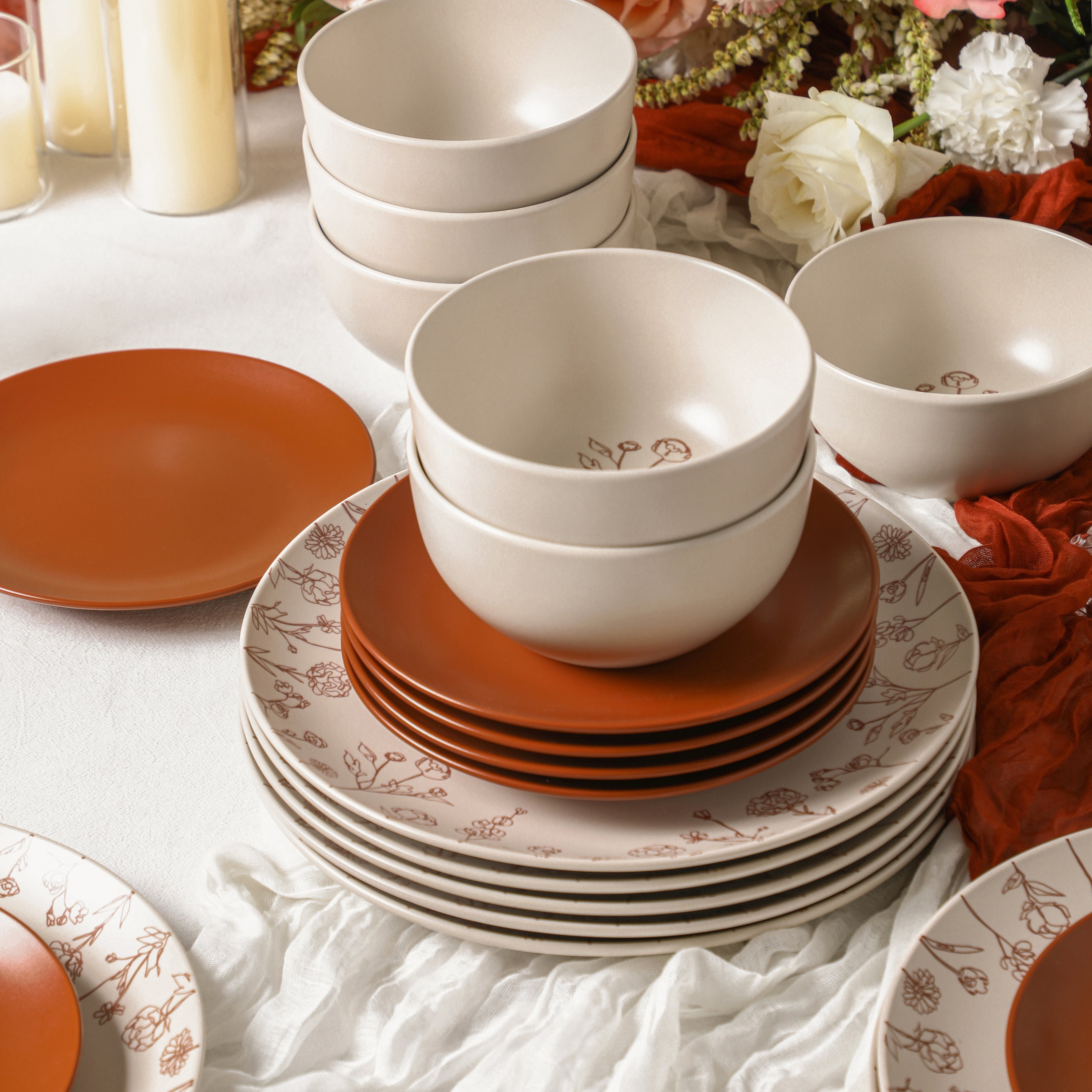 Camelia Stoneware Dinnerware Set