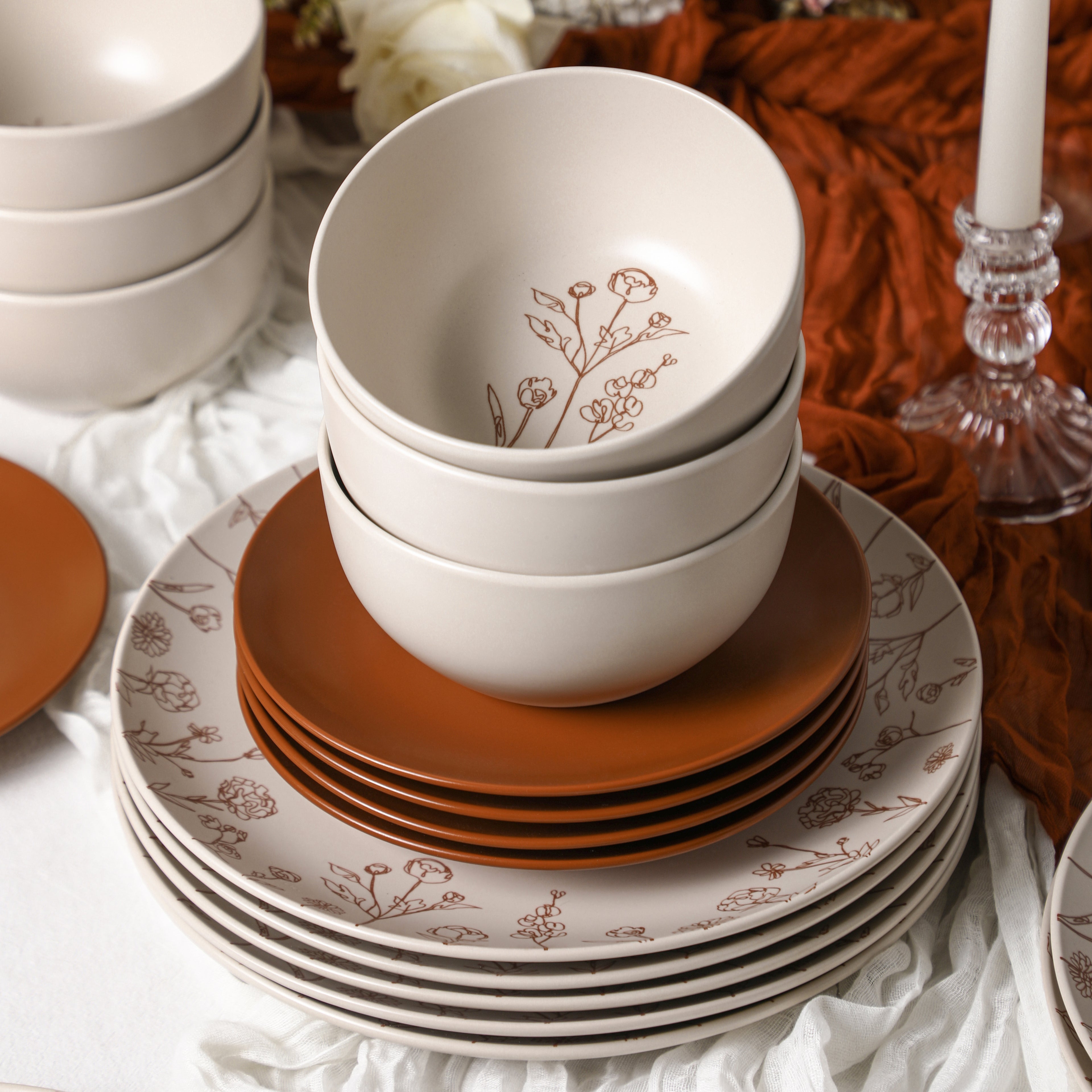 Camelia Stoneware Dinnerware Set