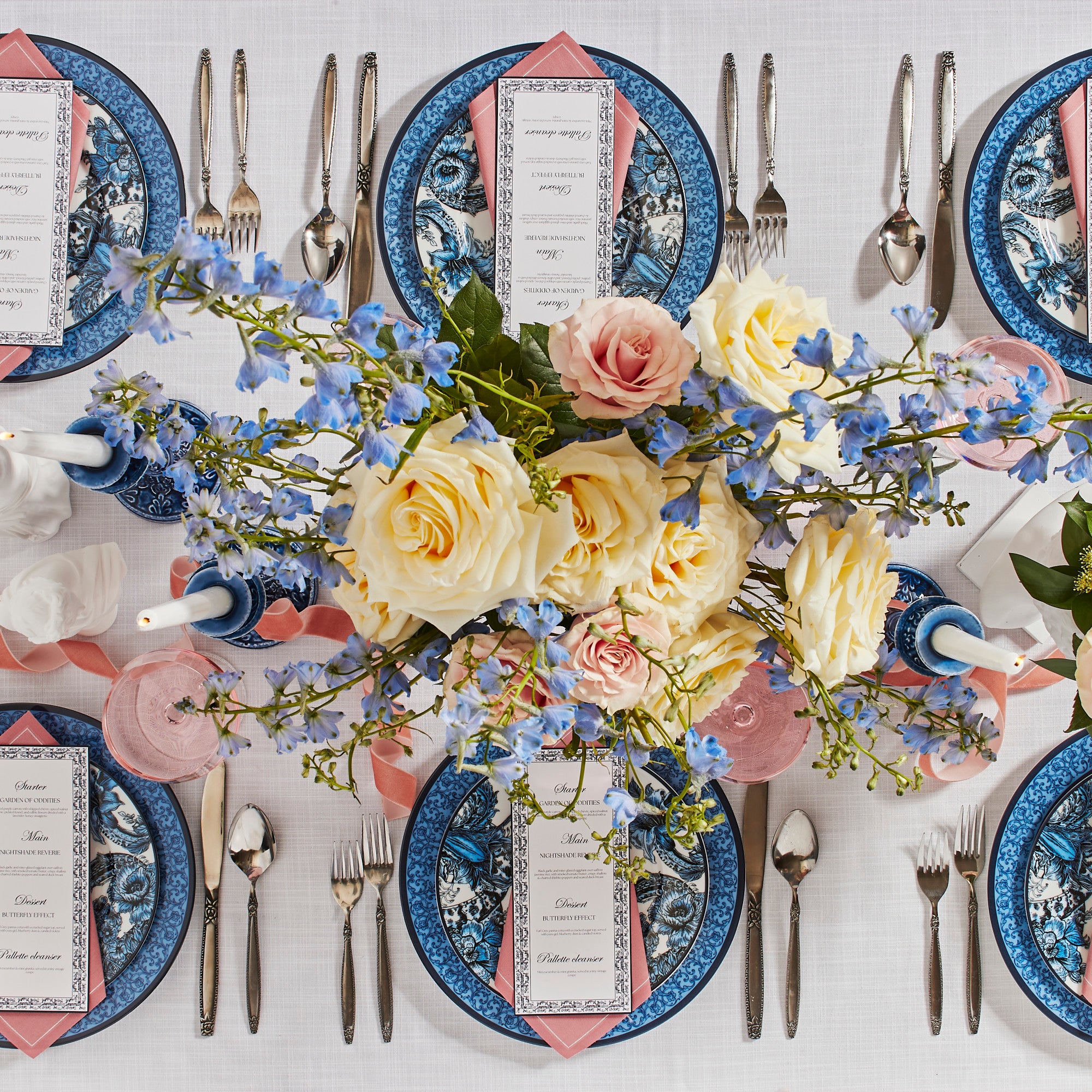 Monarcha Porcelain Dinner Plate Set - Blue