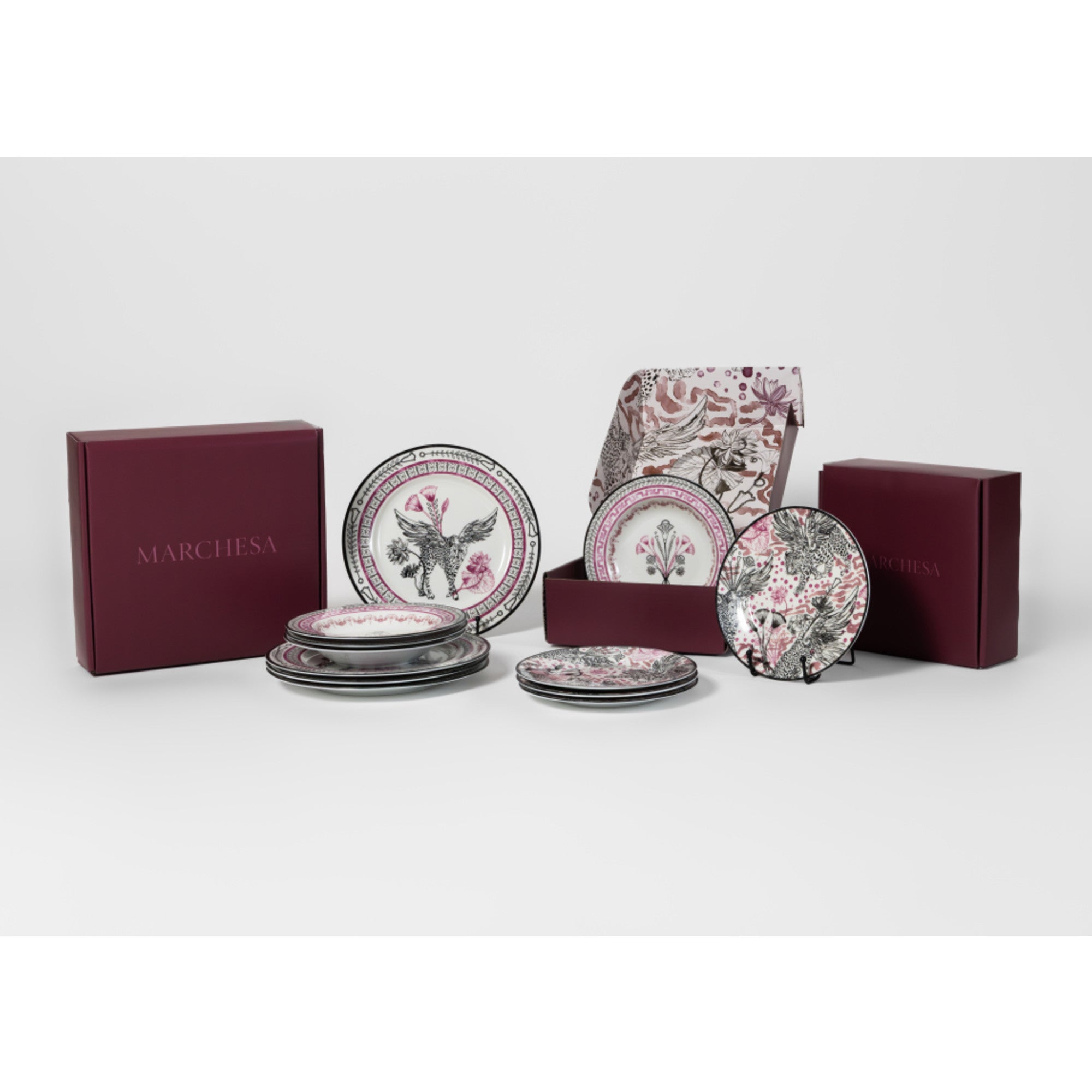 Marchesa Serengeti Porcelain 12-Piece Dinnerware Set, Multicolored