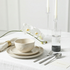 Stone Lain Mirella Stoneware Dinnerware Set, Includes Glasses, Beige