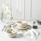 Stone Lain Mirella Stoneware Dinnerware Set, Includes Glasses, Beige