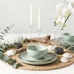 Stone Lain Mirella Stoneware Dinnerware Set, Includes Glasses, Light Green
