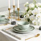 Stone Lain Mirella Stoneware Dinnerware Set, Includes Glasses, Light Green
