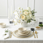 Stone Lain Mirella Stoneware Dinnerware Set, Includes Glasses, Beige