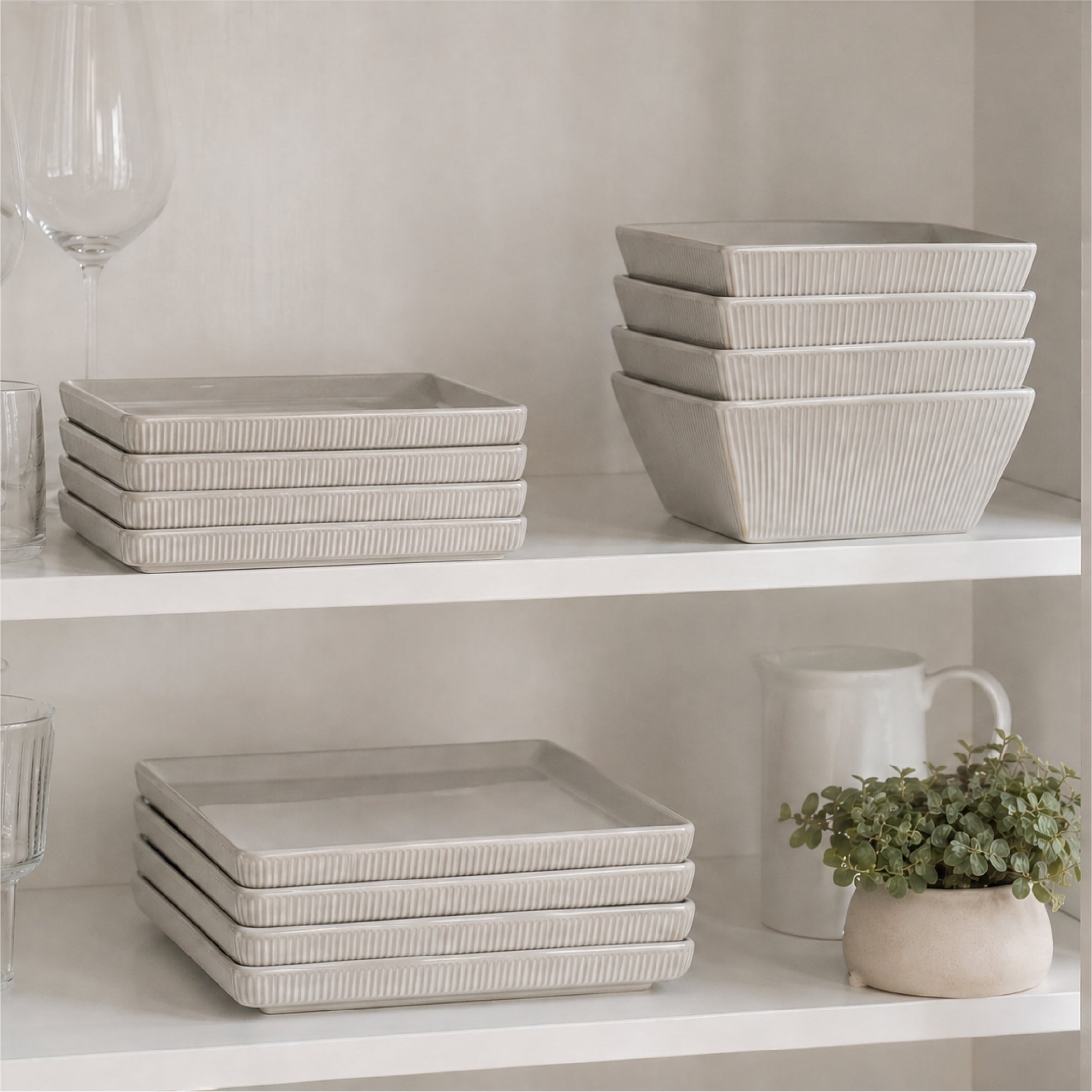 Grace Stoneware Dinnerware Set - White