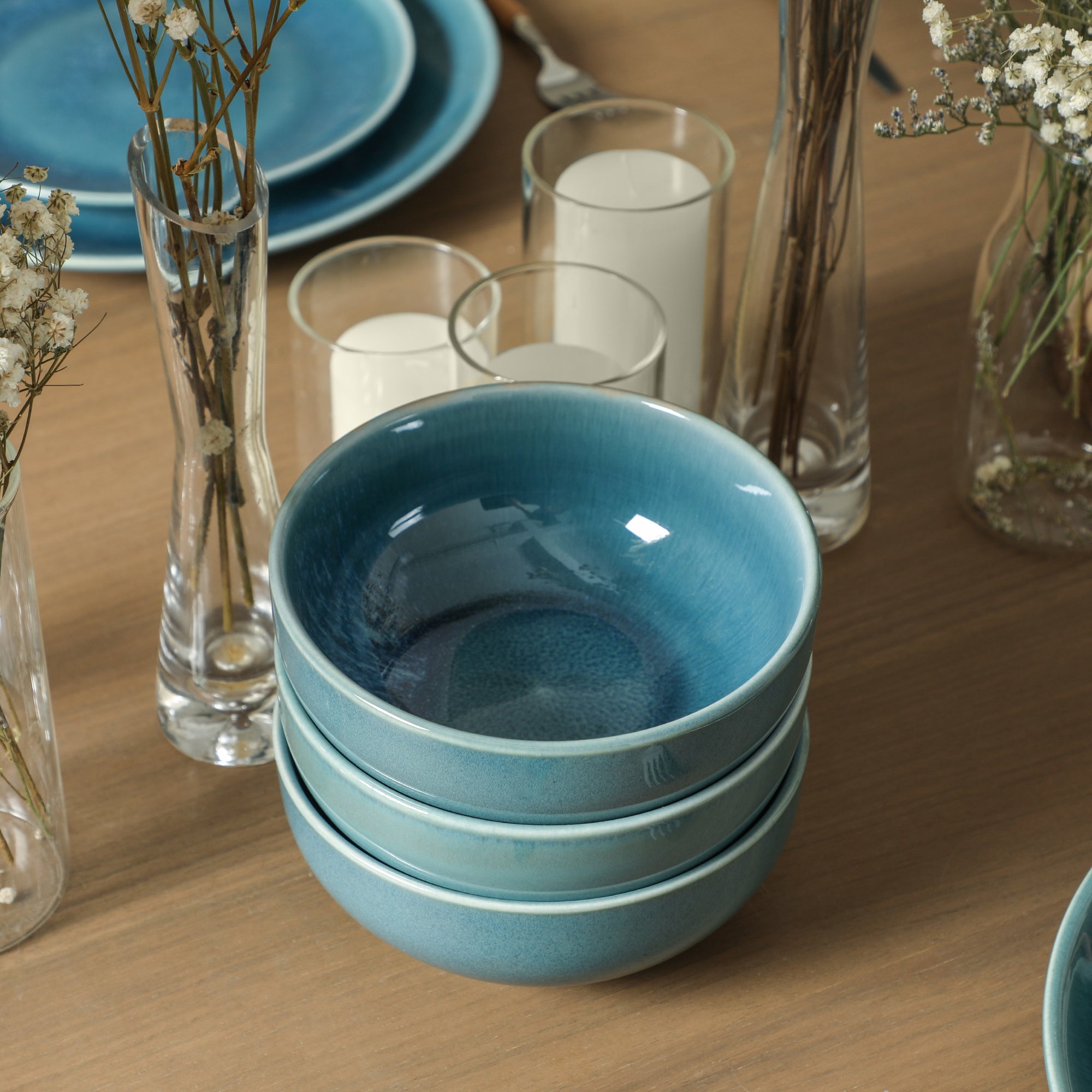 Riley Stoneware Dinnerware Set - Blue