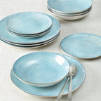 Onyx Porcelain Dinnerware Set - Blue and Gold