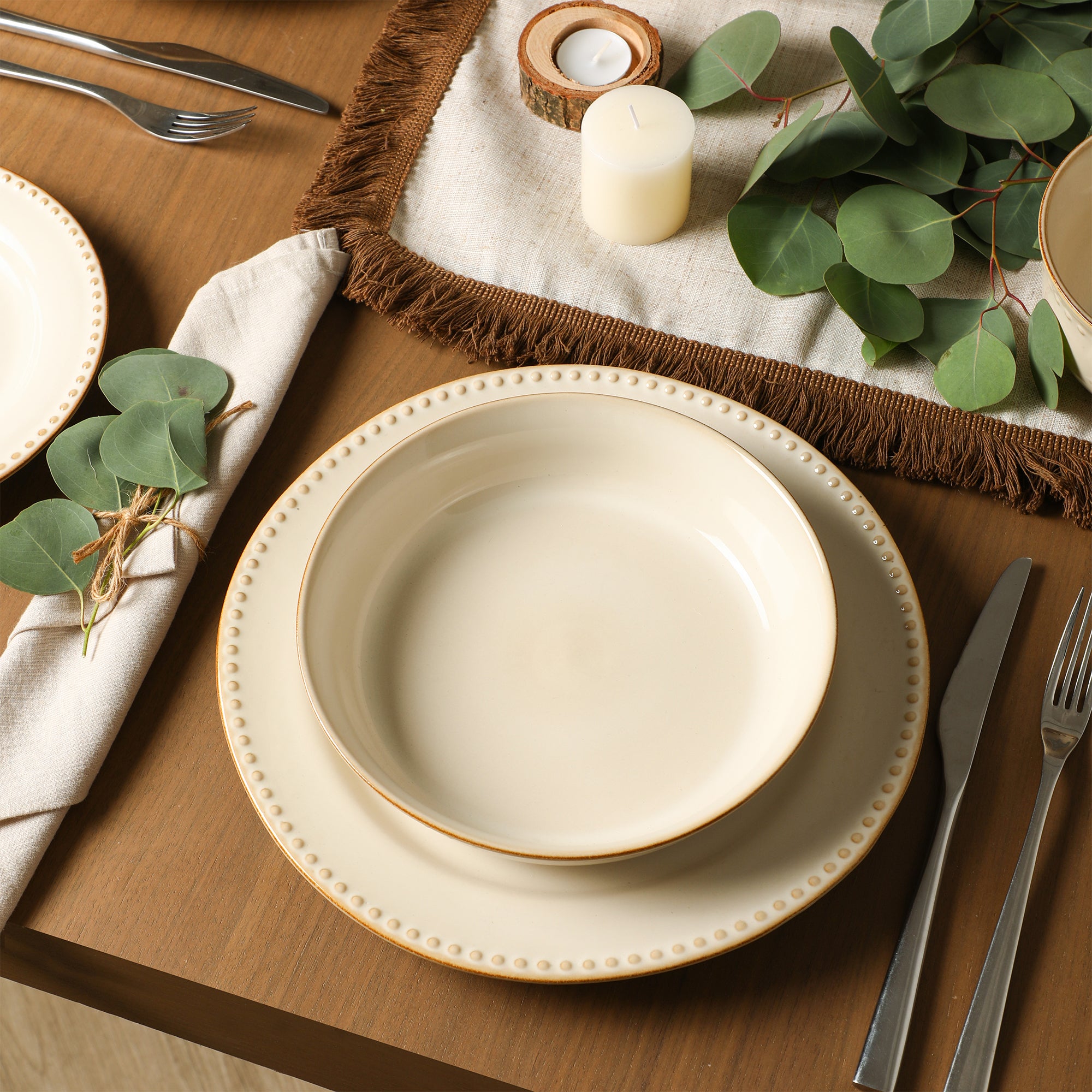 Comet Stoneware Salad Plate Set - Cream