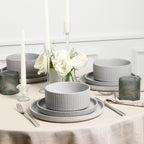 Haven Stoneware Dinnerware with Cereal Bowl Set - Grey