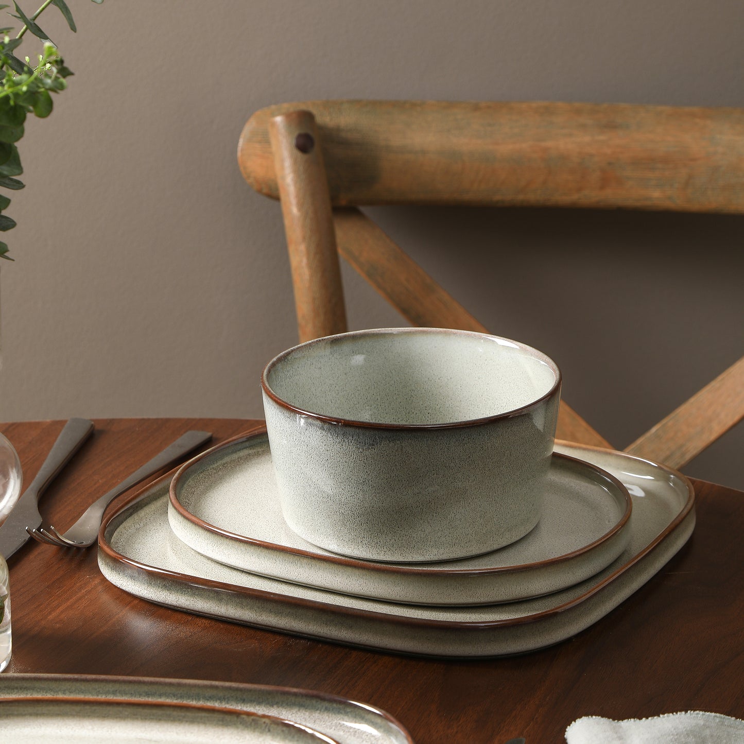 Cairo Stoneware Dinnerware Set - Grey