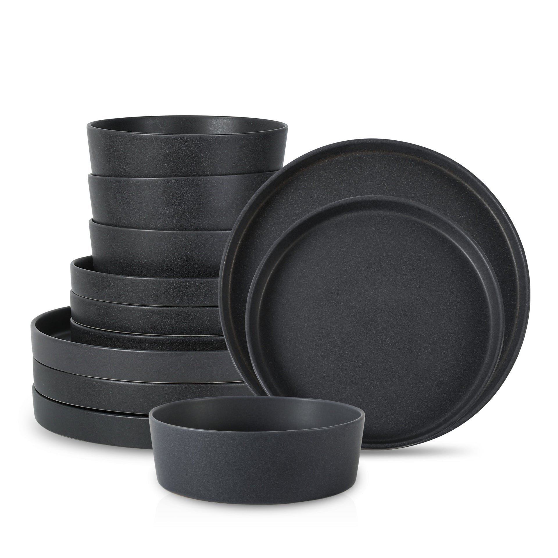 Modan Stoneware Dinnerware Set - Charcoal - 8
