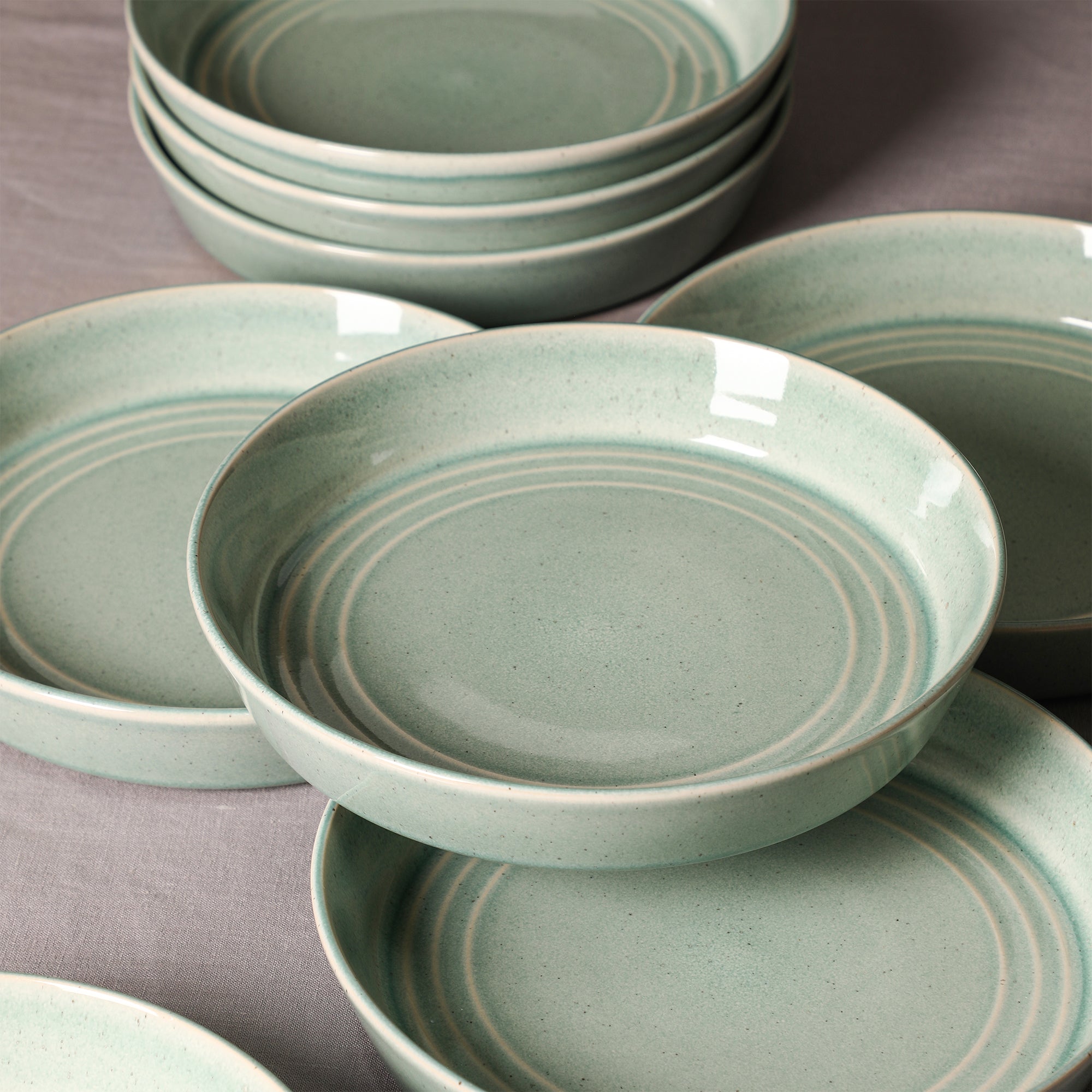 Claire Stoneware Pasta Bowl Set - Green