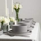 Haven Stoneware Dinnerware with Cereal Bowl Set - Grey