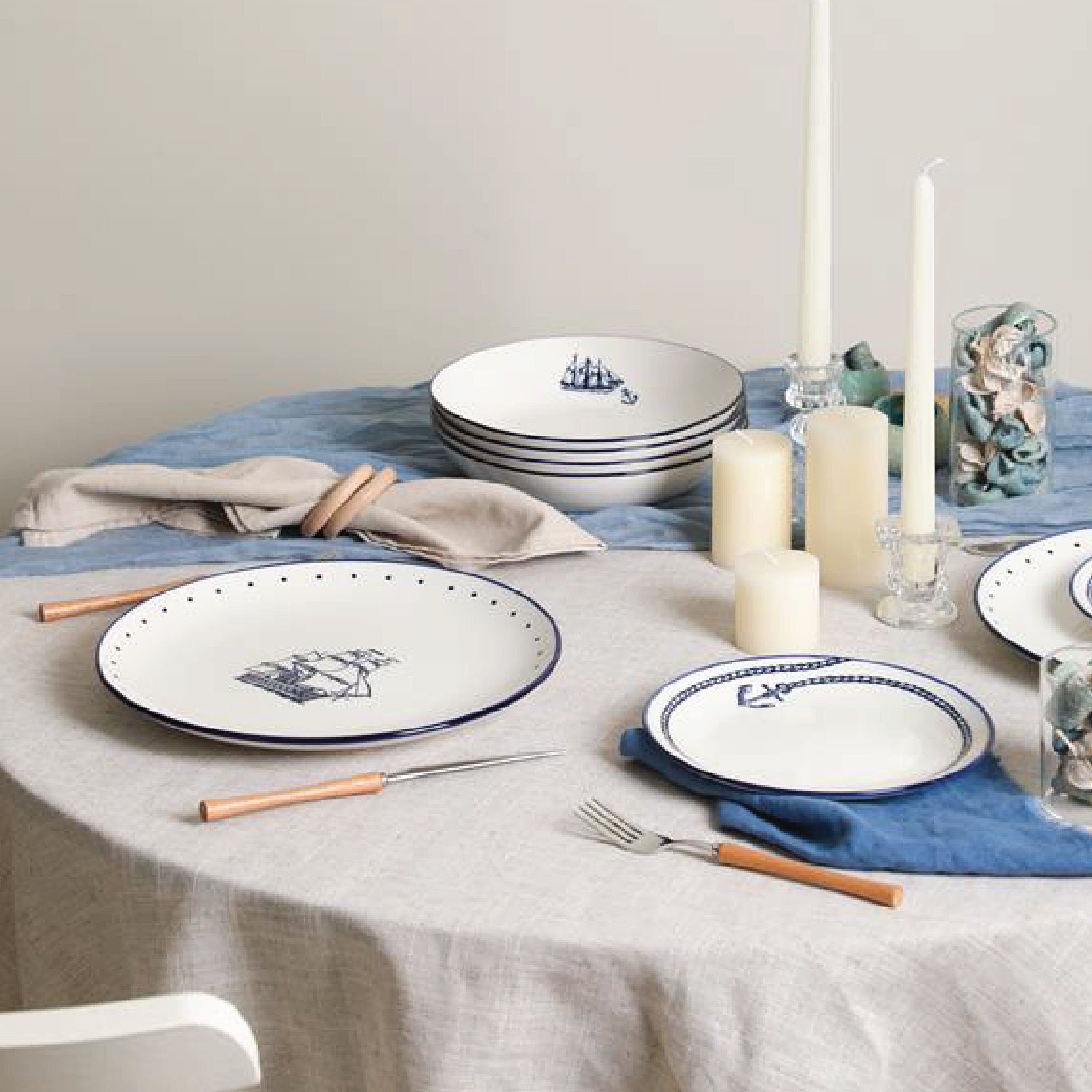 Knox Porcelain Dinnerware Set - Blue
