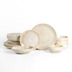 Riley Stoneware Dinnerware Set with Pasta Bowls - Sand