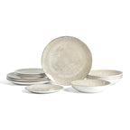 Onyx Porcelain Dinnerware Set - Beige and Gold