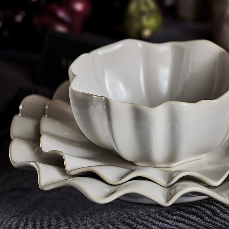 Lotus Stoneware Dinnerware Set - White