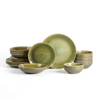 Riley Stoneware Dinnerware Set wiht Pasta Bowls - Green and Blue