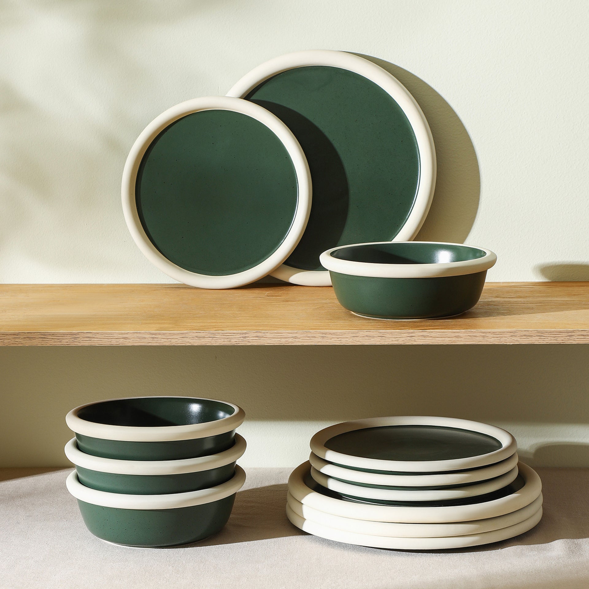 Capri Stoneware Dinnerware Set - Green - 4