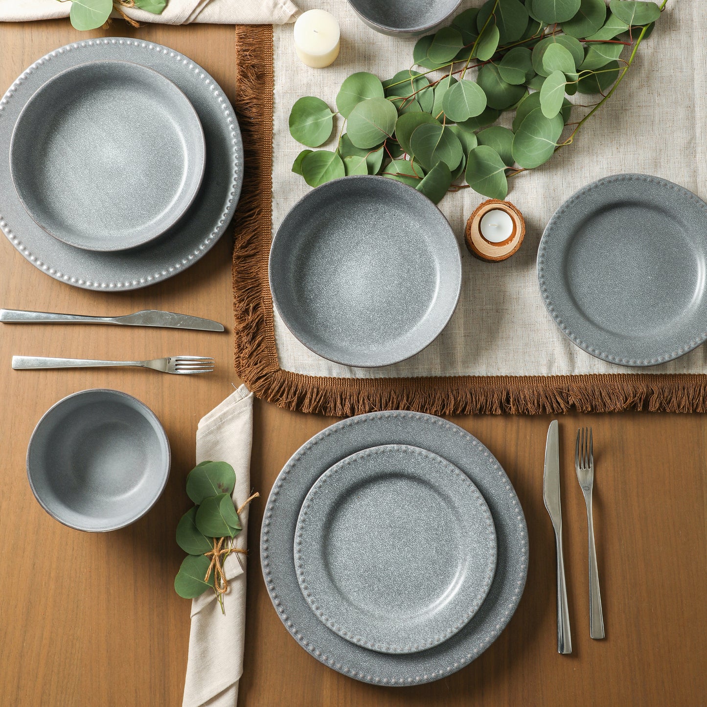 Comet Stoneware Dinnerware Set - Grey