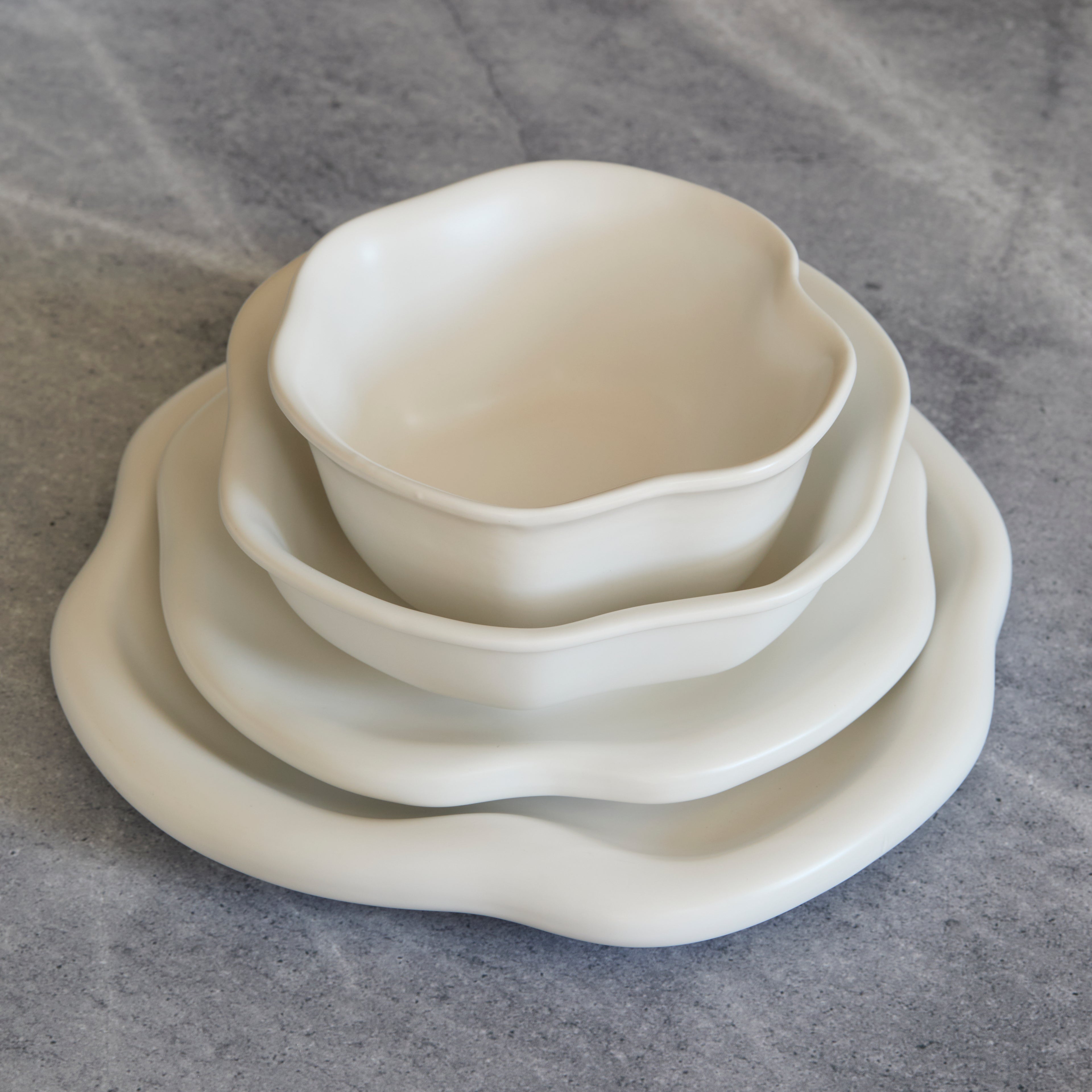 Amorphous Stoneware Dinnerware Set - White