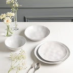 Harper Stoneware Dinnerware Set with Cereal and Pasta Bowls - White