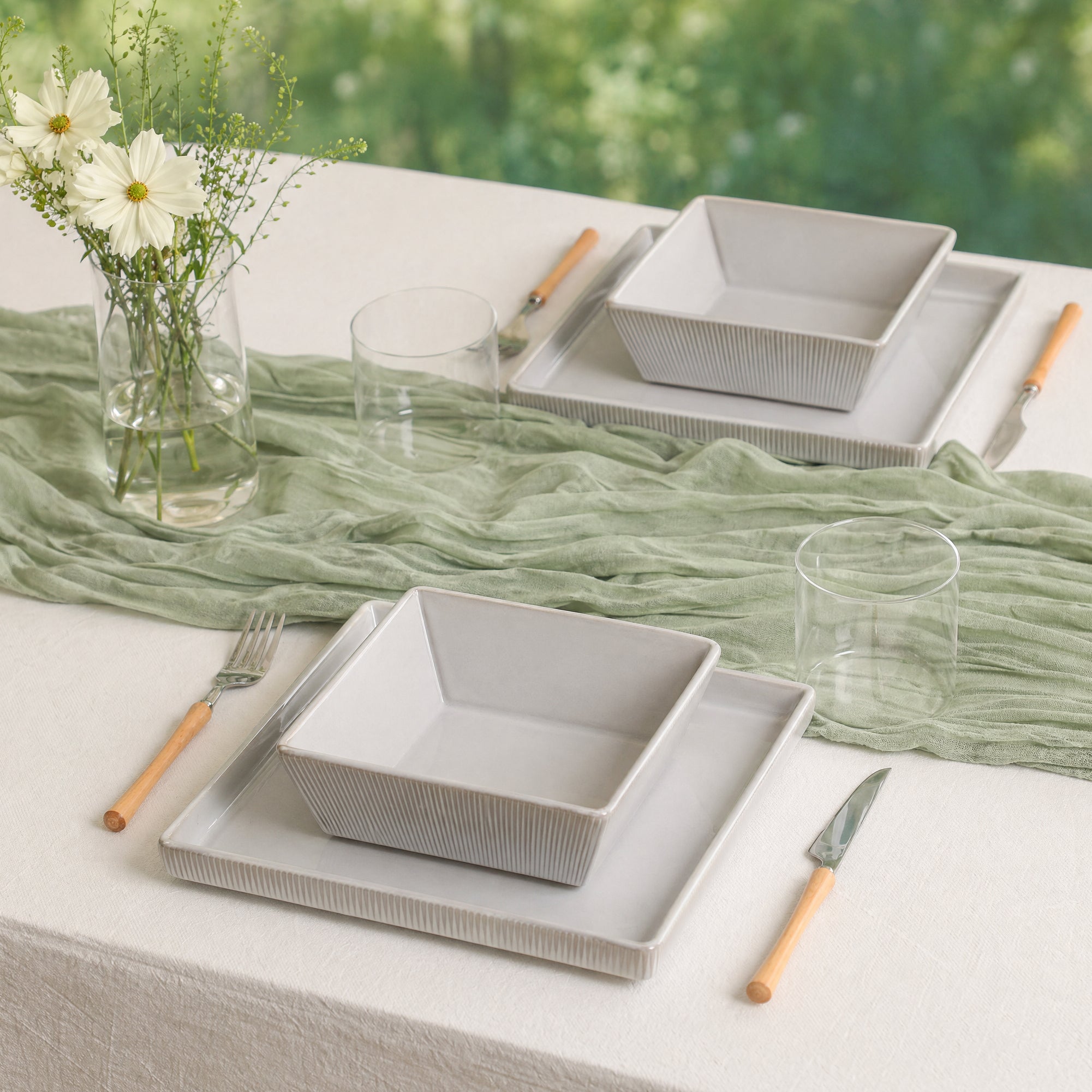 Grace Stoneware Dinnerware Set - White