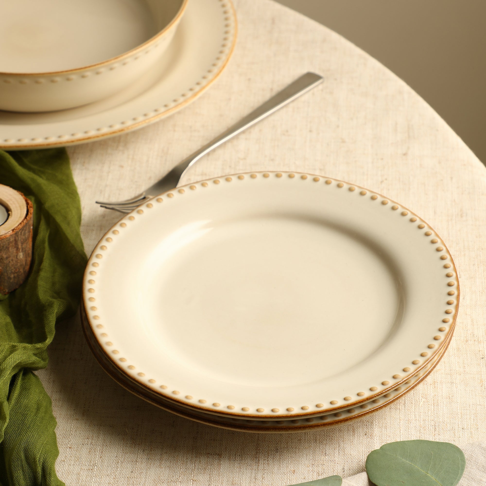 Comet Stoneware Dinner Plate Set - Cream