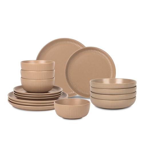 Logan Stoneware Dinnerware Set - Beige
