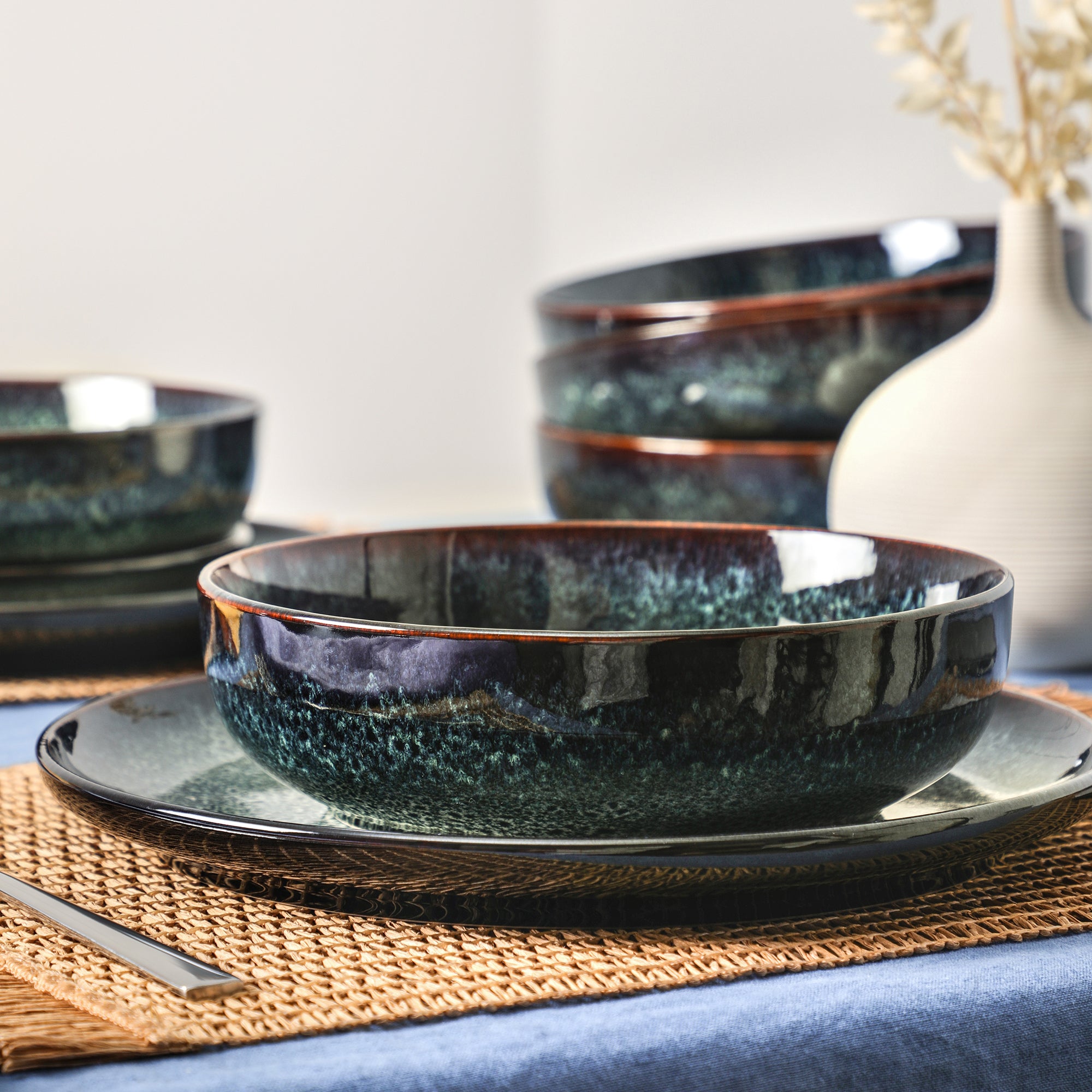 Remy Stoneware Dinnerware Set - Blue