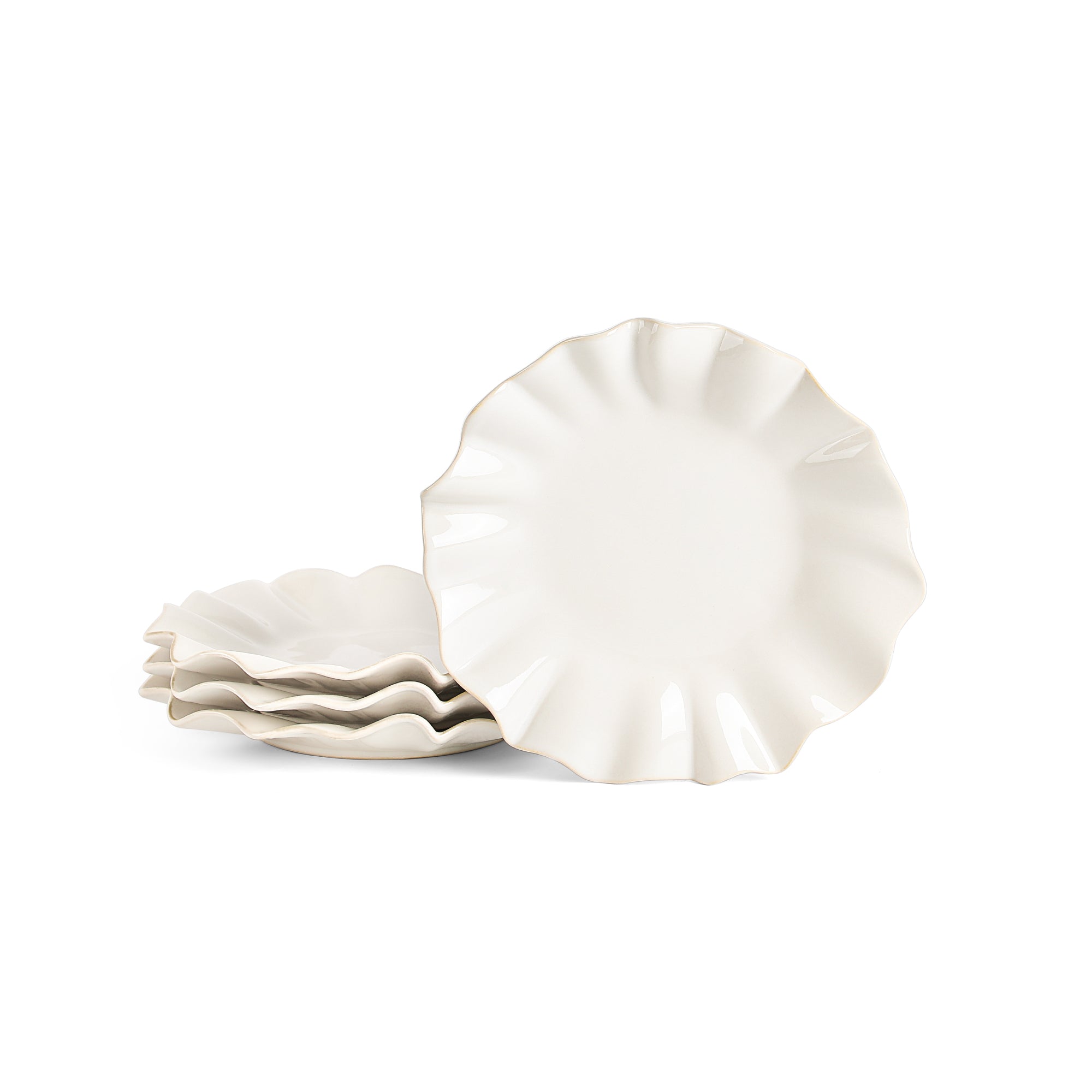 Lotus Stoneware Salad Plate Set - White