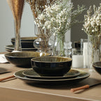 Riley Stoneware Dinnerware Set - Black and Green