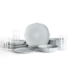 Baskerville Stoneware, Borosilicate Glass Dinnerware Set - Light Blue