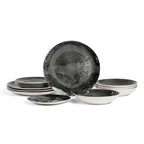 Onyx Porcelain Dinnerware Set - Black and Gold