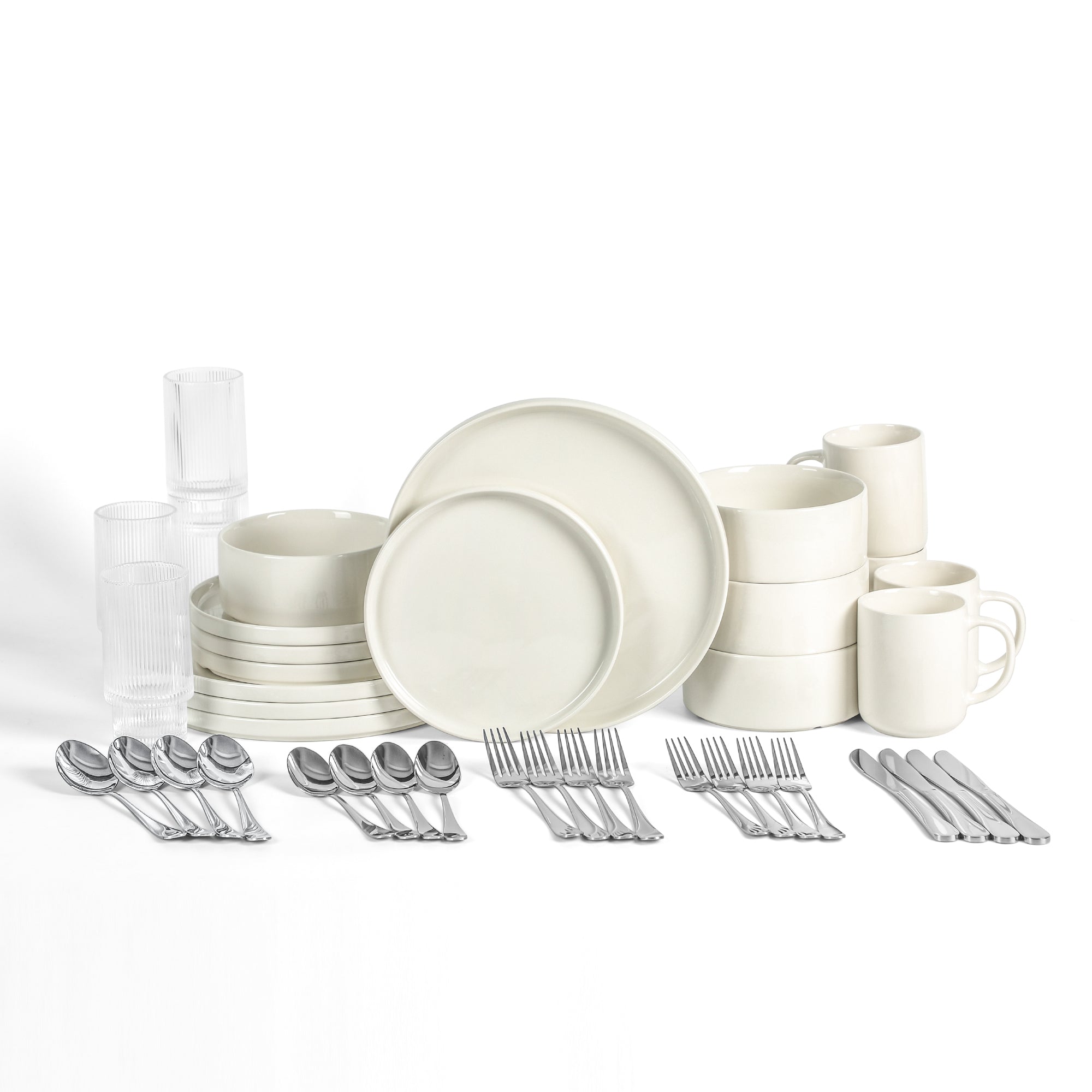 Dining Essentials Kit Porcelain 40 pc Bundle - White