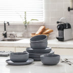 Logan Stoneware Dinnerware Set - Grey