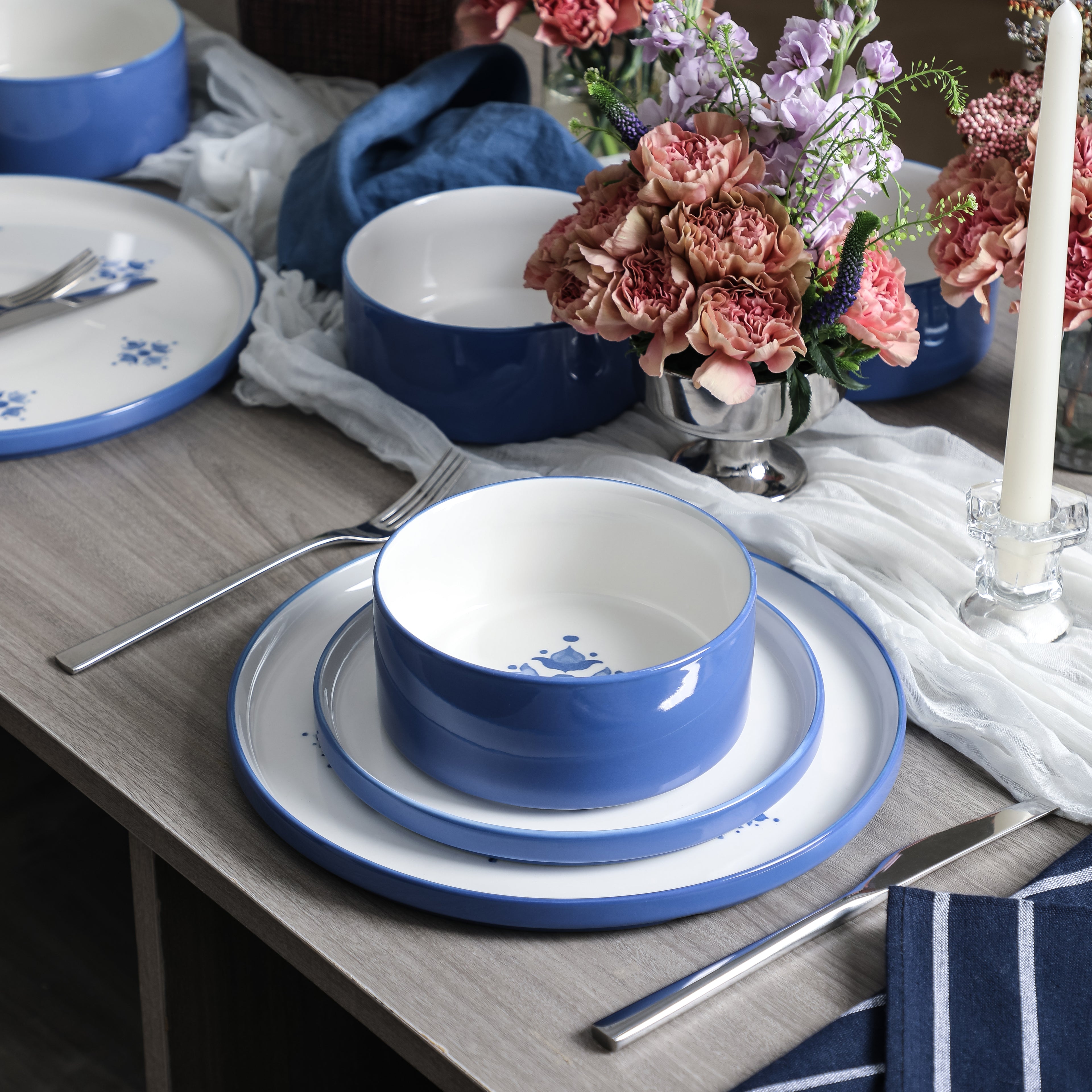 Cobalt Porcelain Dinnerware Set - Blue