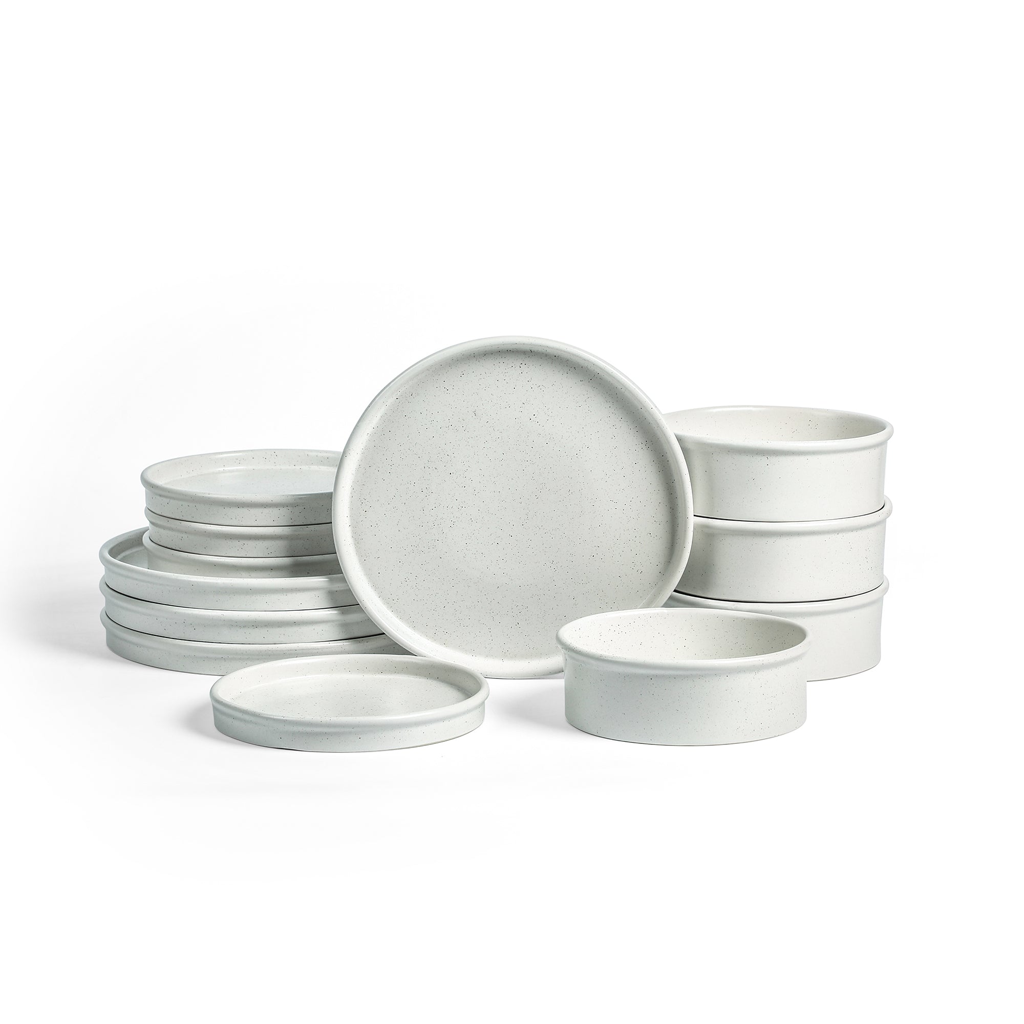 Roscoe Stoneware Dinnerware Set - White Speckled