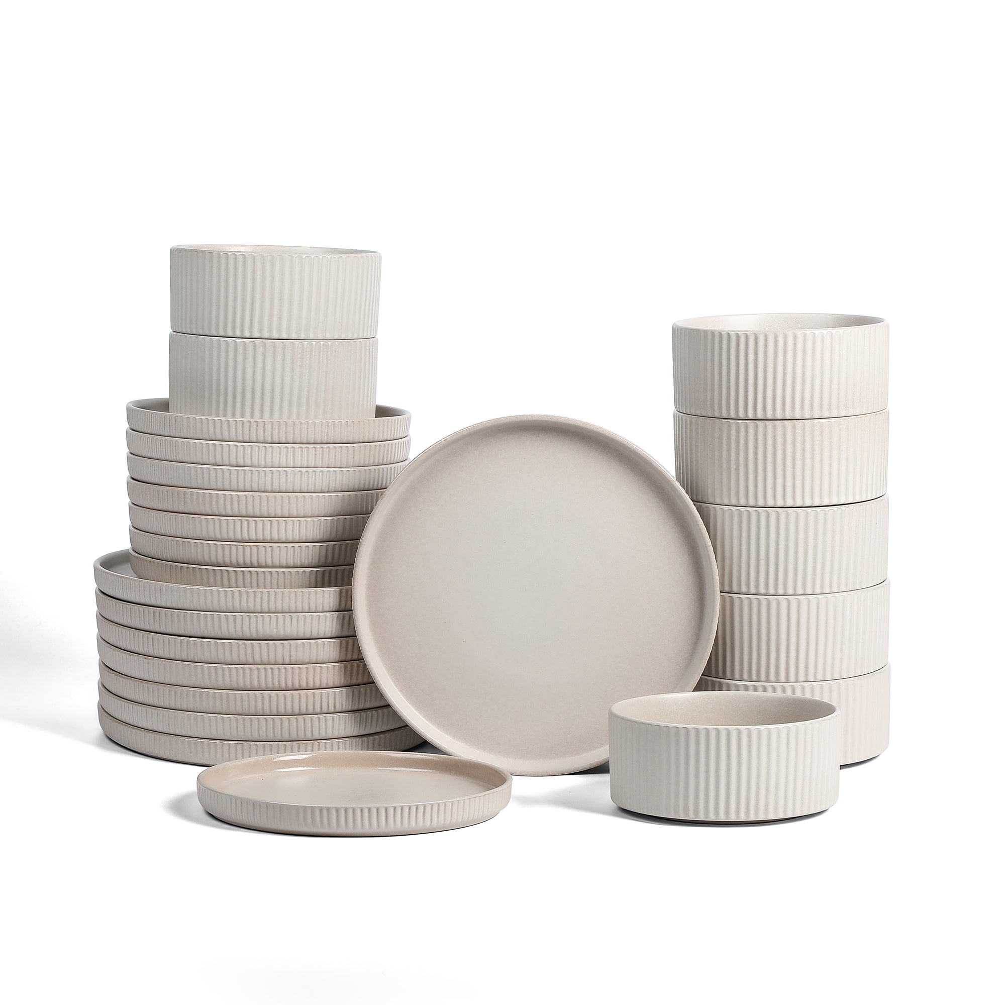 Haven Stoneware Dinnerware with Cereal Bowl Set - Beige