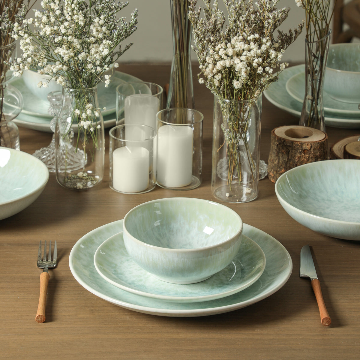 Riley Stoneware Dinnerware Set - Seafoam