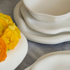 Amorphous Stoneware Bowl Set - White