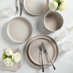 Haven Stoneware Dinnerware with Cereal Bowl Set - Beige