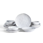 Harper Stoneware Dinnerware Set with Cereal and Pasta Bowls - White