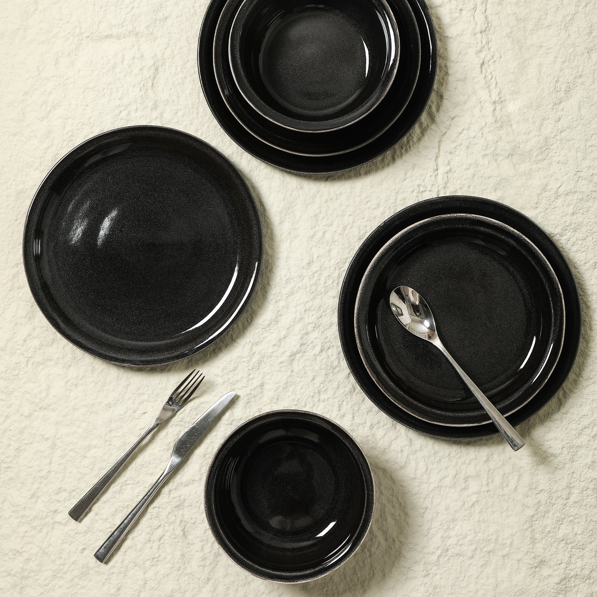 Slate Stoneware Pasta Bowl Set - Black