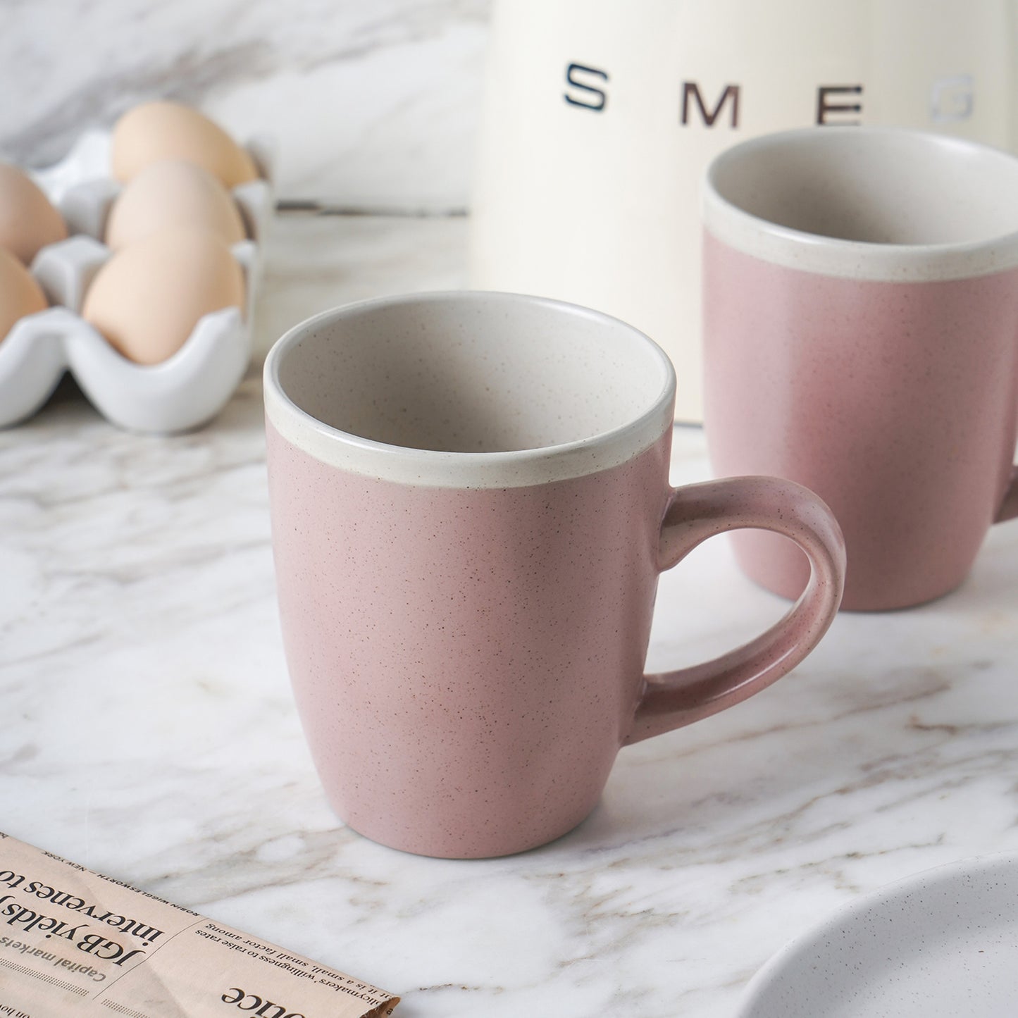 Serenity Stoneware Dinnerware Set - Pink And Cream