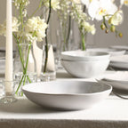 Harper Stoneware Dinnerware Set with Cereal and Pasta Bowls - White